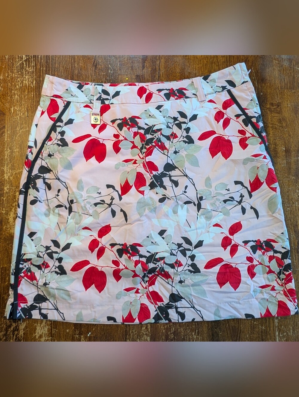 Rohnisch Floral Golf Skort Womens Size 6 Pink Pockets Side Zip Casual Active